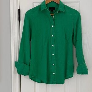 J. Crew Green Button-Up Blouse